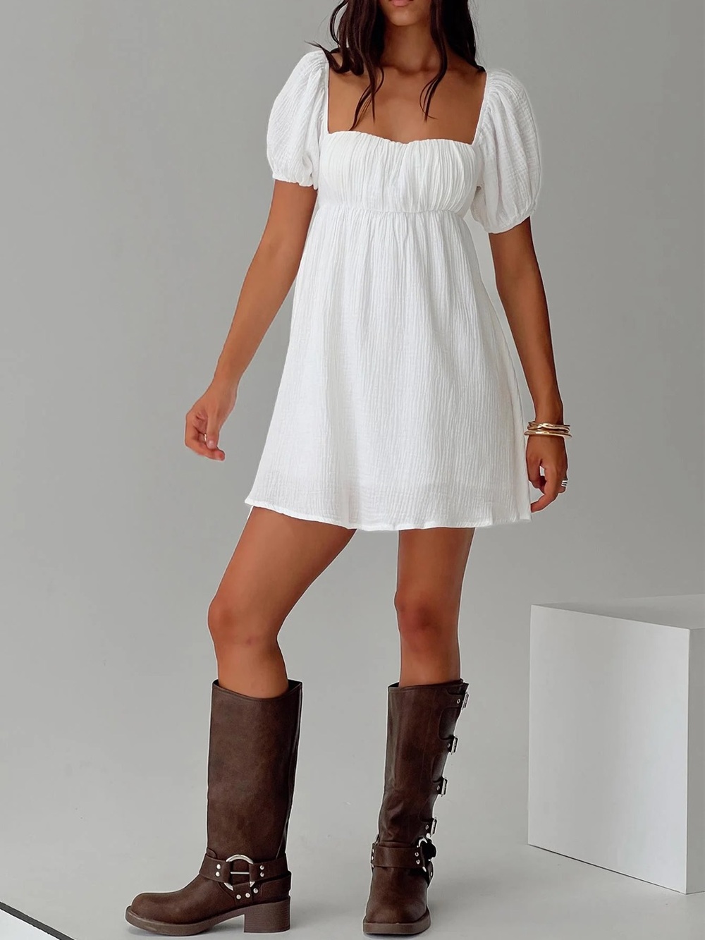 Princess Polly White Puff-Sleeve Dress
